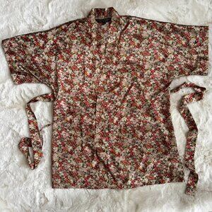 ALEXANDER DEL ROSSA Small Floral Satin Kimono Lingerie Robe